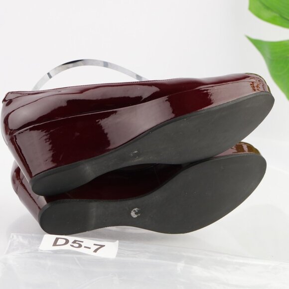 Marc Jacobs Womens Pump Size 7 Burgundy Patent Wedge Heel Platform Dress Shoe - Picture 8 of 14